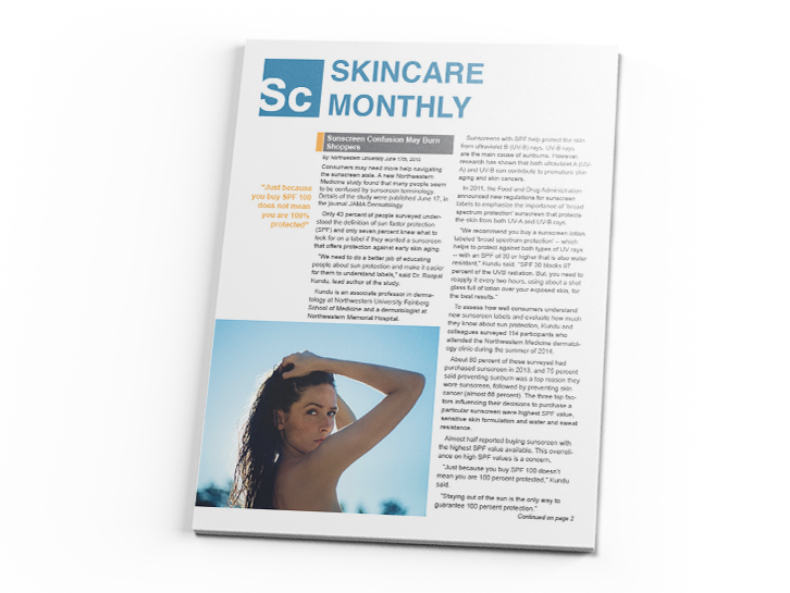 Cover of Skincare Monthly Newsletter - design done by Stephanie Reid Designs